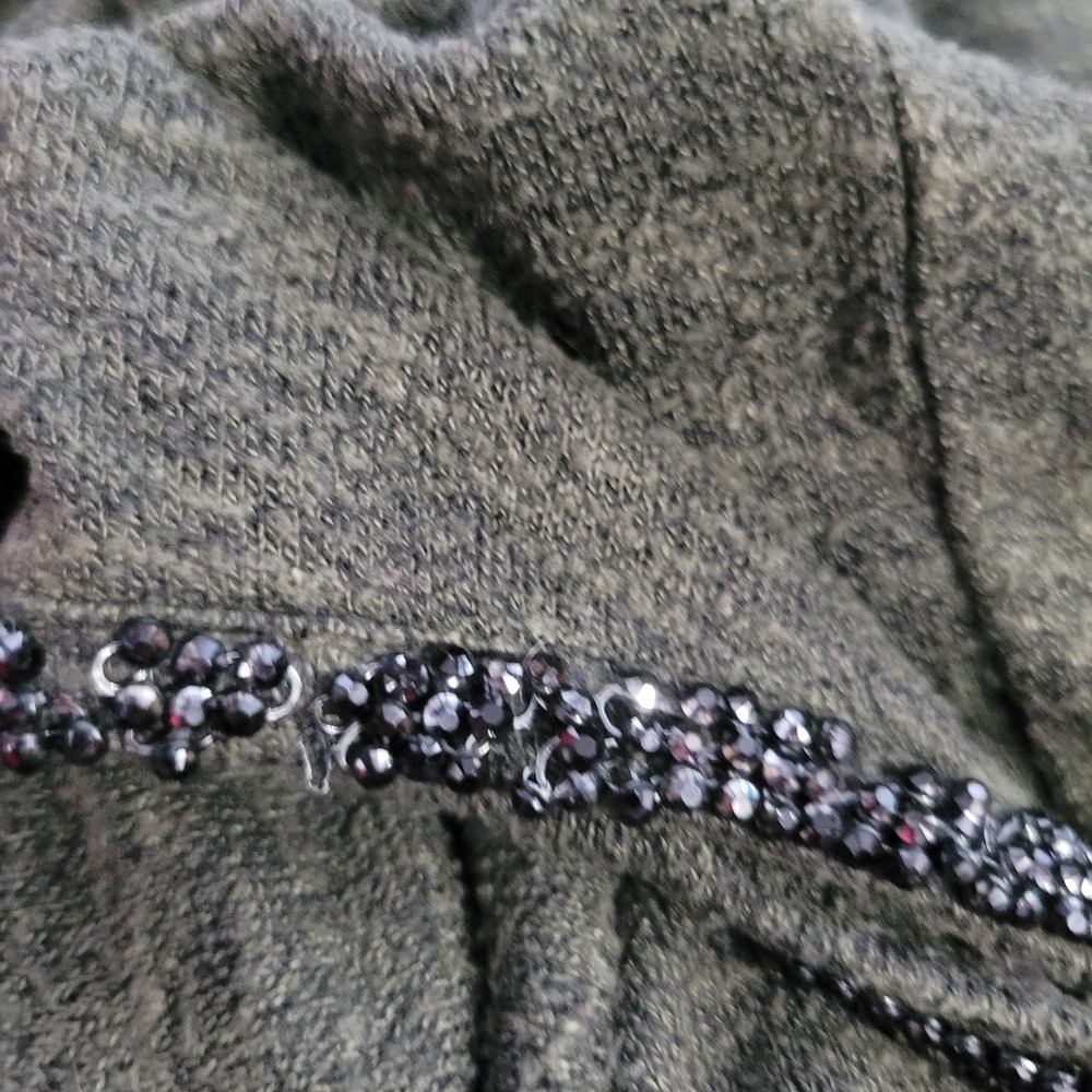 Juicy Couture knit Top With Bling Collar Size XL 3/4 Sleeveless Gray Festival - Picture 7 of 8